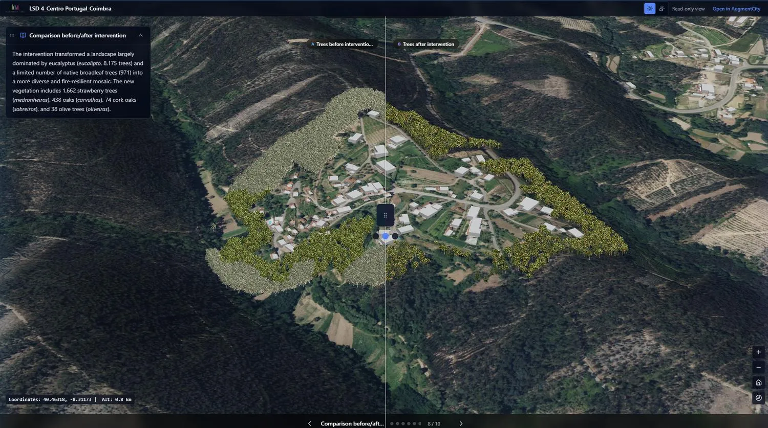 Before and after comparison of a landscape intervention